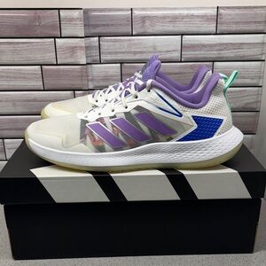 Adidas Bounce Defiant Speed Tennis Shoes Women's size 8 White/Viloent sneakers